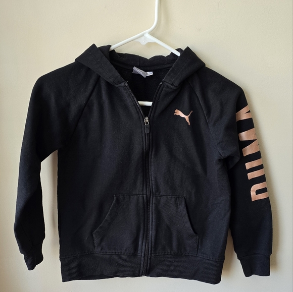 Puma Kids Black Zip Up Hoodie M (8-10) - Picture 1 of 9